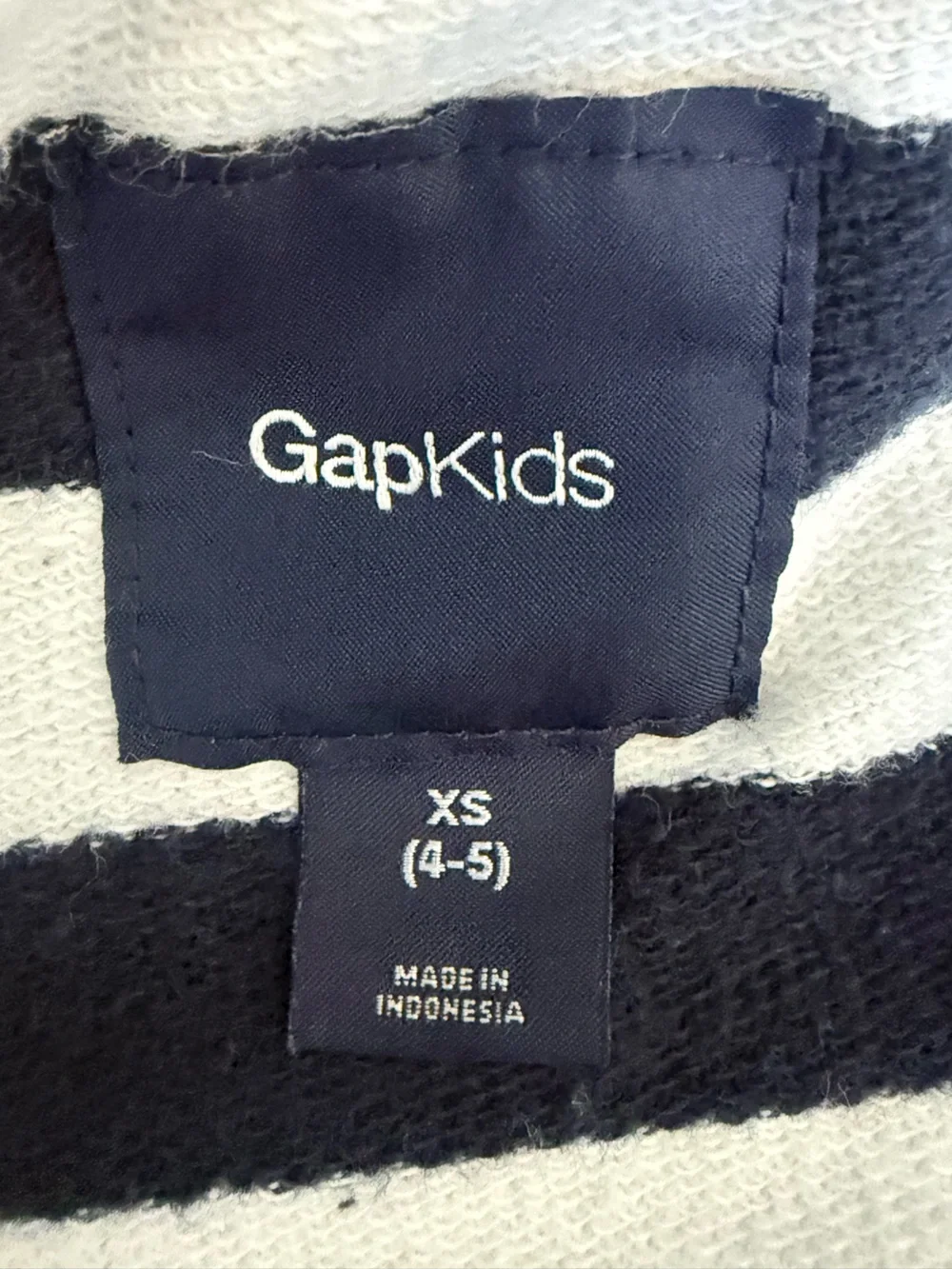 Vintage GAP Navy & White Striped Hooded Button Cardigan Kids 4-5